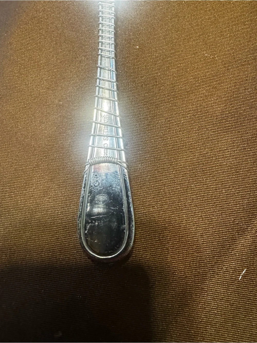 Farberware Stainless Steel Plum Green Glass Bead Wire Wrapped Serving Fork
